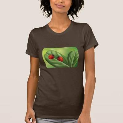 Heart Ladybugs on Green Leaves T-Shirt
