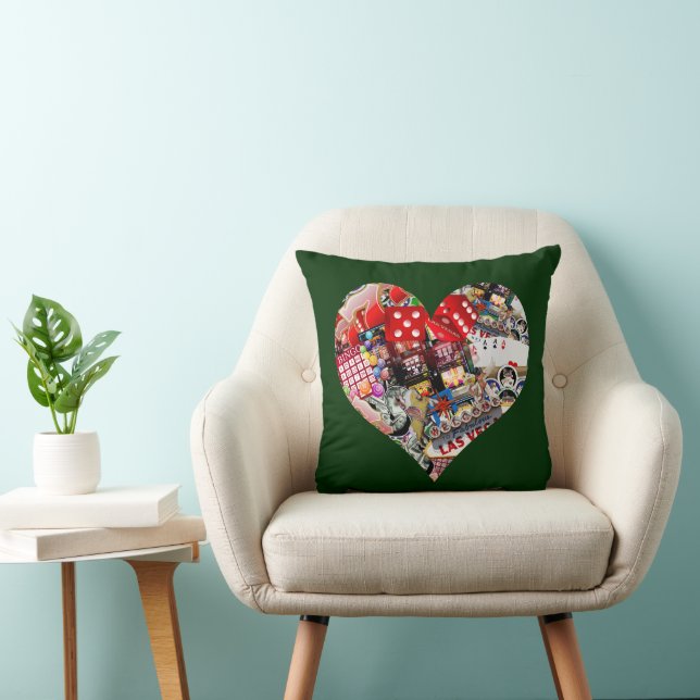 Heart - Las Vegas Playing Card Shape Throw Pillow (Chair)