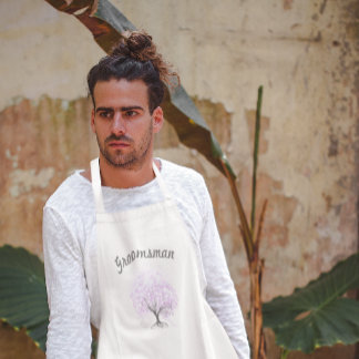 Heart Leaf Lavender Tree Vintage Bird Wedding Adult Apron