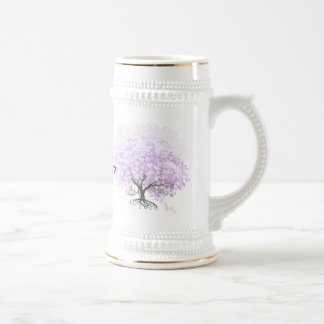 Heart Leaf Lavender Tree Vintage Bird Wedding Beer Stein