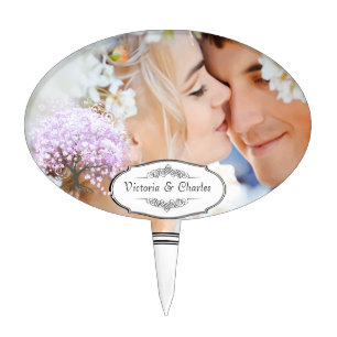 Heart Leaf Lavender Tree Vintage Bird Wedding Cake Topper