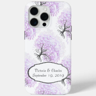 Heart Leaf Lavender Tree Vintage Bird Wedding iPhone 15 Pro Max Case
