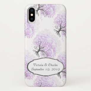 Heart Leaf Lavender Tree Vintage Bird Wedding iPhone X Case