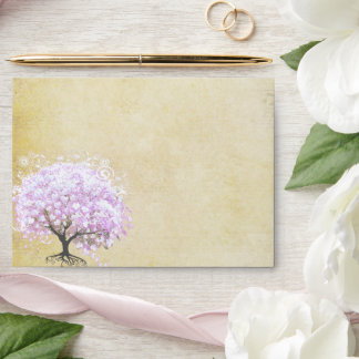 Heart Leaf Lavender Tree Vintage Bird Wedding Envelope