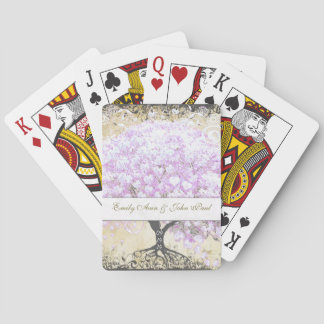 Heart Leaf Lavender Tree Vintage Bird Wedding Poker Cards