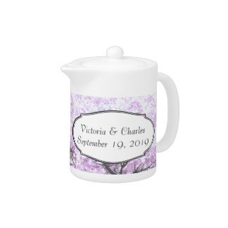 Heart Leaf Lavender Tree Vintage Bird Wedding Teapot