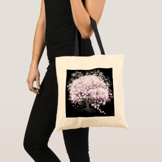 Heart Leaf Lavender Tree Vintage Bird Wedding Tote Bag