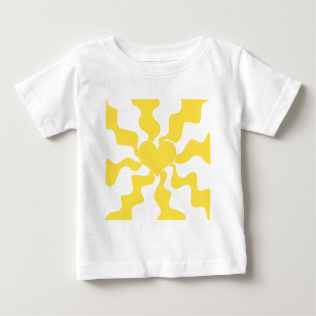 Heart - Lemon Yellow and White Baby T-Shirt (Front)