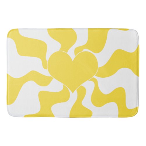 Heart _ Lemon Yellow and White Bath Mat