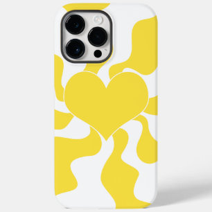 Heart - Lemon Yellow and White Case-Mate iPhone 14 Pro Max Case