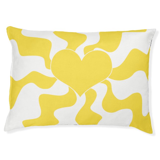 Heart - Lemon Yellow and White Pet Bed (Front)