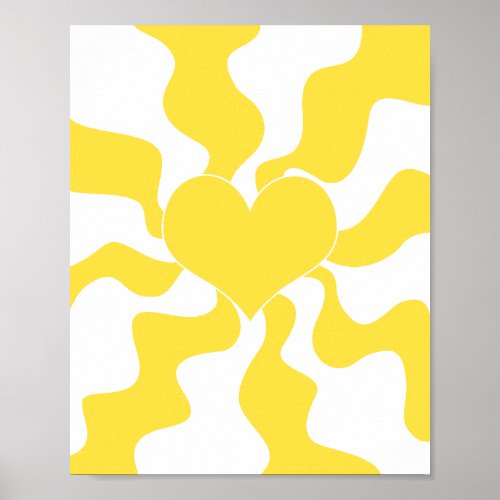 Heart _ Lemon Yellow and White Poster