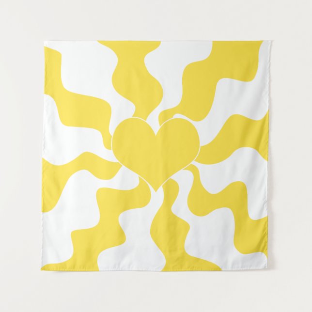 Heart - Lemon Yellow and White Tapestry (Front)