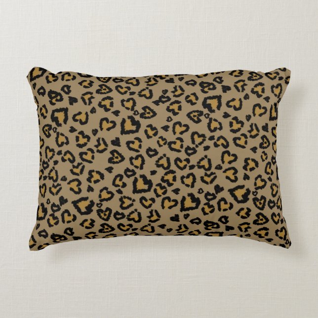 Heart Leopard Pattern in Natural Colors Accent Pillow (Front)
