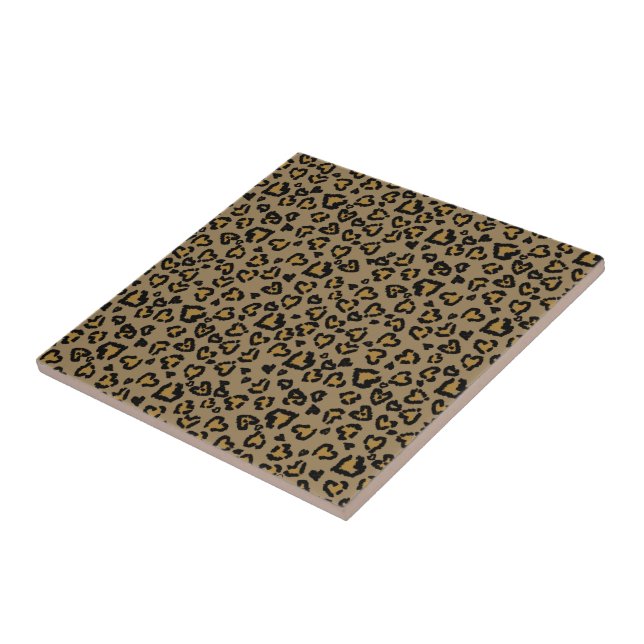 Heart Leopard Pattern in Natural Colors Ceramic Tile (Side)