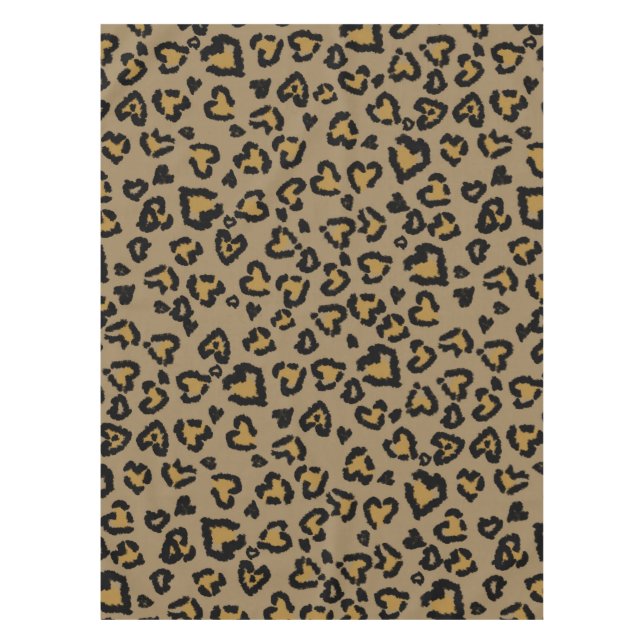 Heart Leopard Pattern in Natural Colors Tablecloth (Front)