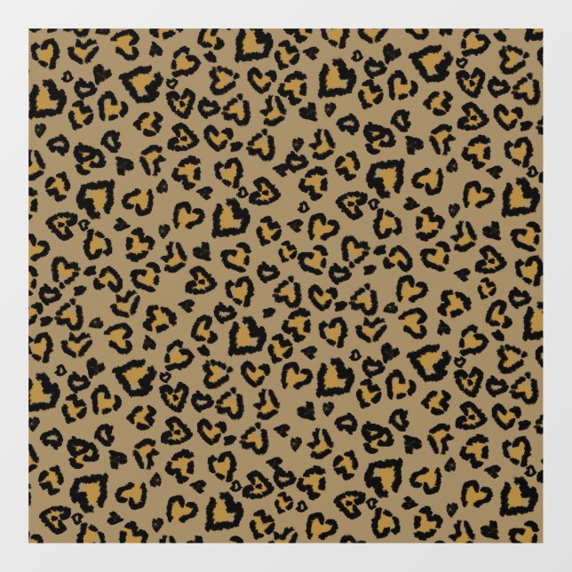 Heart Leopard Pattern in Natural Colors Window Cling (Sheet)