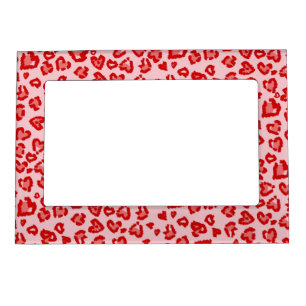 Heart Leopard Pattern in Red on Blush Magnetic Frame