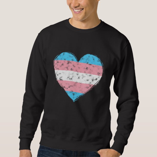 Heart LGBT Pride Month Retro LGBTQ Transgender Fla Sweatshirt (Front)