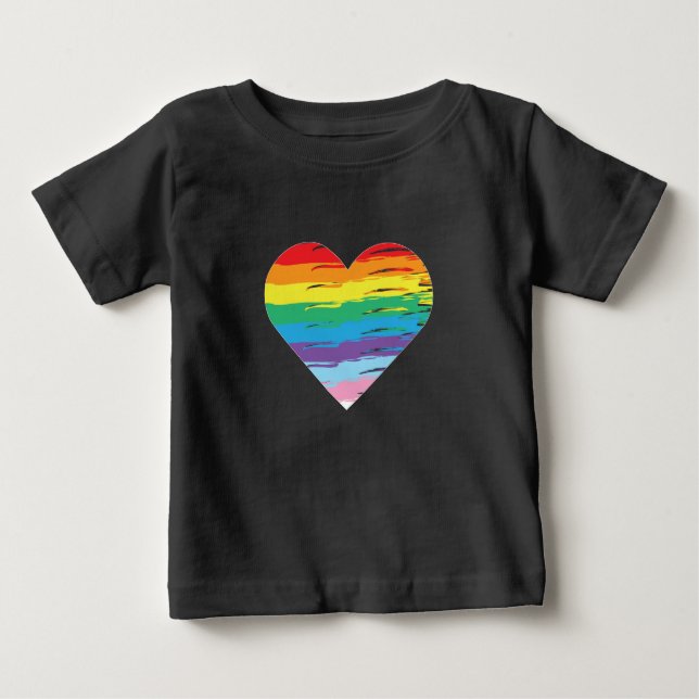 HEART LGBTQIA Rainbow Flag, Gay Pride T-Shirt  (Front)