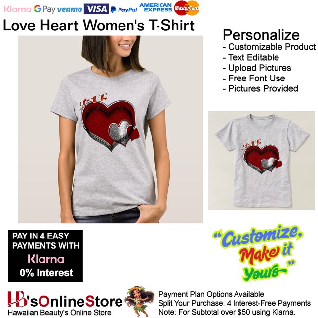 Heart Light Steel Women's T-Shirt  (Love Heart Women's T-Shirt with Gray Background.)