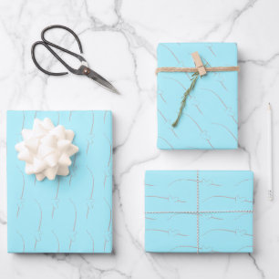 Heart Link on Medium Turquoise Wedding Engagement Wrapping Paper Sheets