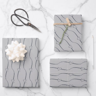 Heart Link on Silver Wedding Engagement Wrapping Paper Sheets