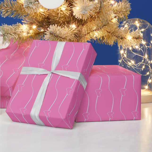 Heart Link on Thulian Pink Wrapping Paper (Holidays)