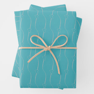 Heart Link Silver Verdigris Wedding Engagement Wrapping Paper Sheets