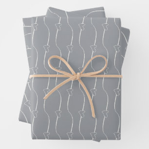 Heart Links Grey Silver for Wedding, Engagement Wrapping Paper Sheets