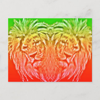 HEART LION RASTA POSTCARD