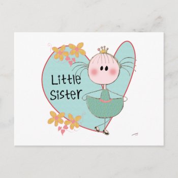 Heart Little Sister Postcard by toddlersplace at Zazzle