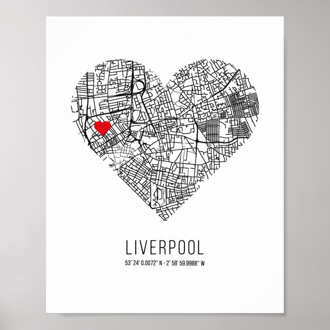Heart Liverpool City Map (United Kingdom) Poster (Front)