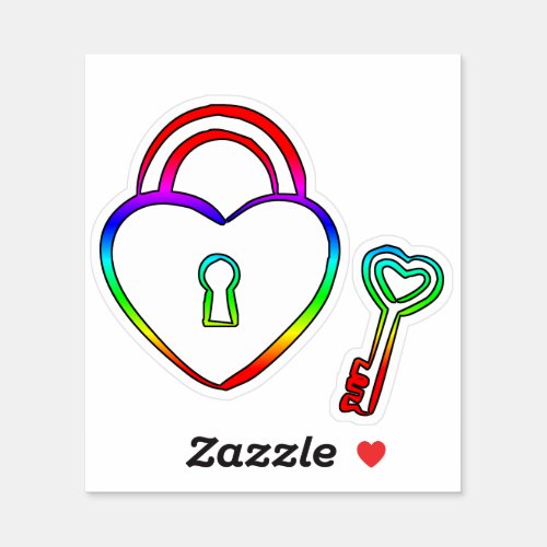 Heart Lock and Key Sticker