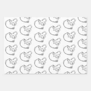 Heart Lock and Key Wrapping Paper Sheets
