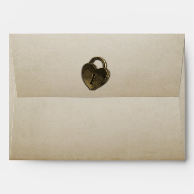 Heart Lock And Skeleton Key Wedding Envelopes