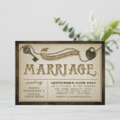 Heart Lock and Skeleton Key Wedding Invitations (Standing Front)