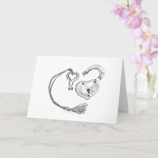 Heart Lock & Key Greeting Card