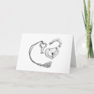 Heart Lock & Key Greeting Card
