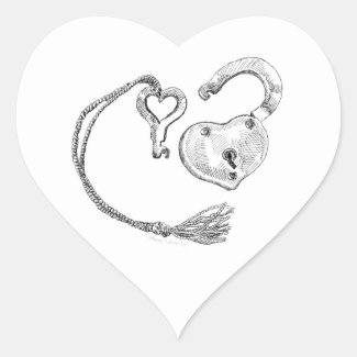Heart Lock & Key Heart Sticker