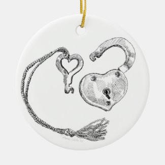 Heart Lock & Key Ornament