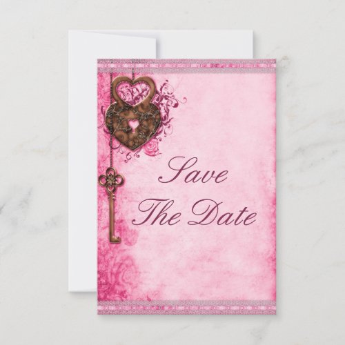 Heart Lock  Key Pink Wedding Save The Date