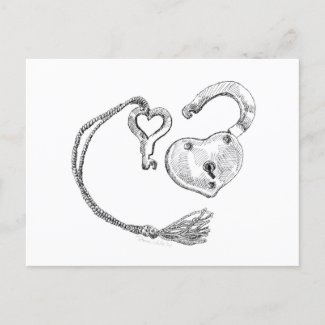 Heart Lock & Key Postcard