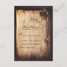 Heart lock & key vintage wedding RSVP cards