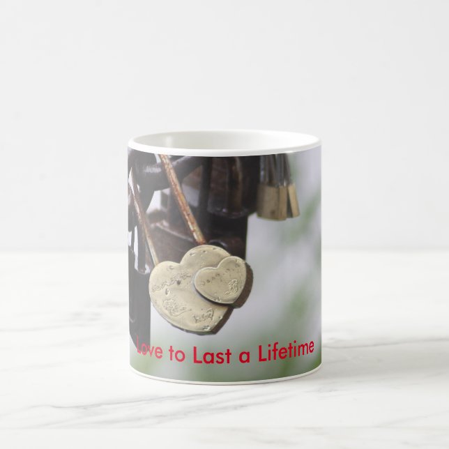 Heart Lock Love to Last a Lifetime Coffee Mug (Center)