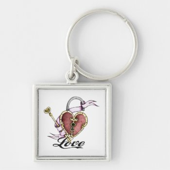 Heart Lock Tattoo Valentine Key Chain by gidget26 at Zazzle