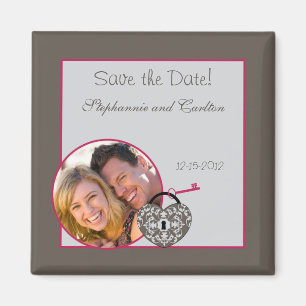 Heart Lock Wedding Announcement Magnet