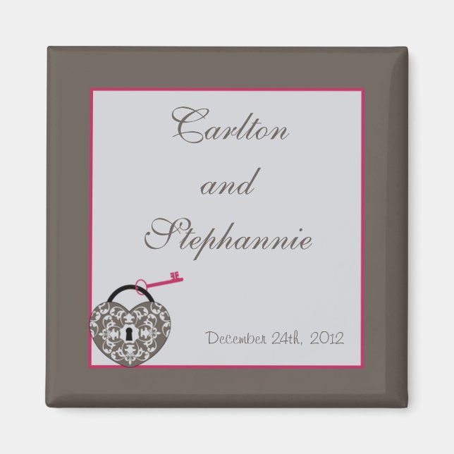 Heart Lock Wedding Magnet Favor (Front)