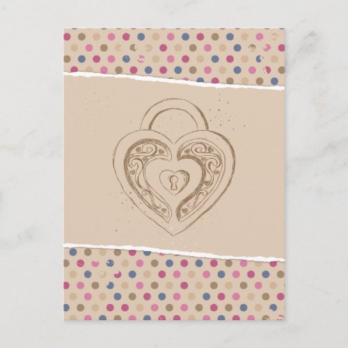 Heart Lock with polkadots Postcard