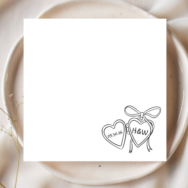 Heart Locket & Bow Illustration Custom Wedding Napkins (Creator Uploaded)